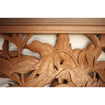 吉田楳堂 花鳥長尺木彫欄間 2枚1組　R0106Y 