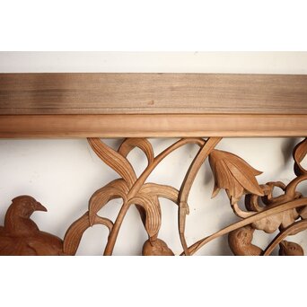 吉田楳堂 花鳥長尺木彫欄間 2枚1組　R0106Y 