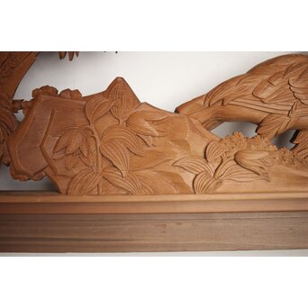 吉田楳堂 花鳥長尺木彫欄間 2枚1組　R0106Y 