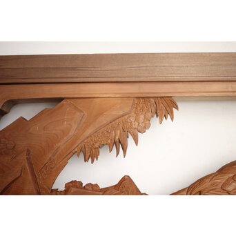 吉田楳堂 花鳥長尺木彫欄間 2枚1組　R0106Y 