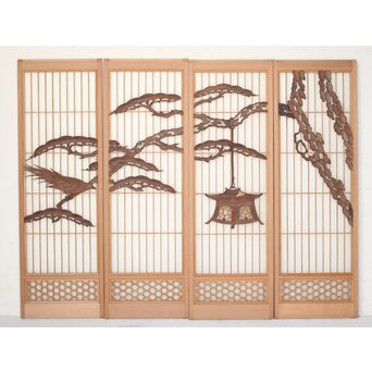 松に吊灯籠 書院 4枚1組　R0107Y