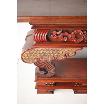 仏教美術 日蓮宗 幕末文化年号 総欅仏具前机　X304 