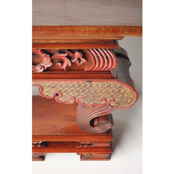 仏教美術 日蓮宗 幕末文化年号 総欅仏具前机　X304 