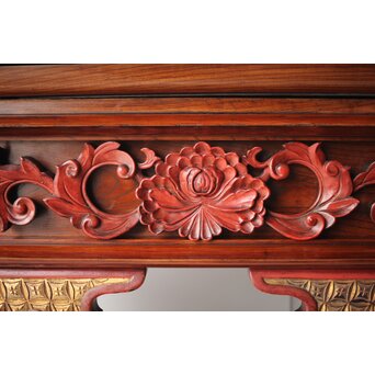 仏教美術 日蓮宗 幕末文化年号 総欅仏具前机　X304 