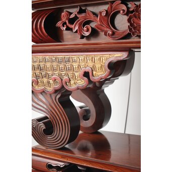 仏教美術 日蓮宗 幕末文化年号 総欅仏具前机　X304 