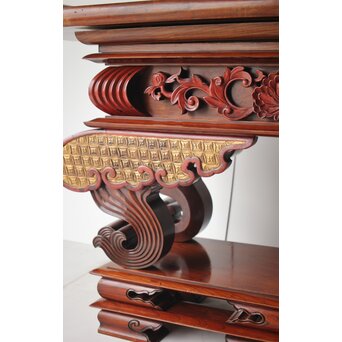 仏教美術 日蓮宗 幕末文化年号 総欅仏具前机　X304 