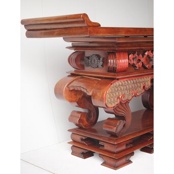 仏教美術 日蓮宗 幕末文化年号 総欅仏具前机　X304 