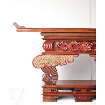 仏教美術 日蓮宗 幕末文化年号 総欅仏具前机　X304 