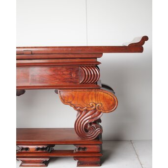 仏教美術 日蓮宗 幕末文化年号 総欅仏具前机　X304 