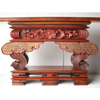 仏教美術 日蓮宗 幕末文化年号 総欅仏具前机　X304 