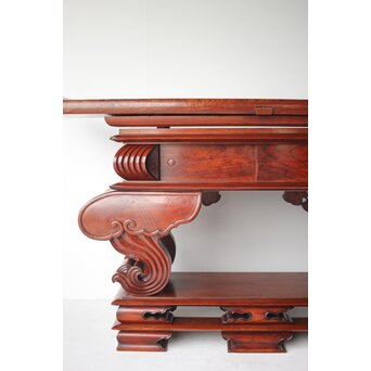 仏教美術 日蓮宗 幕末文化年号 総欅仏具前机　X304 