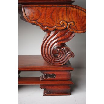 仏教美術 日蓮宗 幕末文化年号 総欅仏具前机　X304 