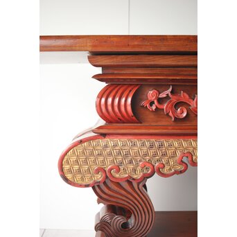 仏教美術 日蓮宗 幕末文化年号 総欅仏具前机　X304 