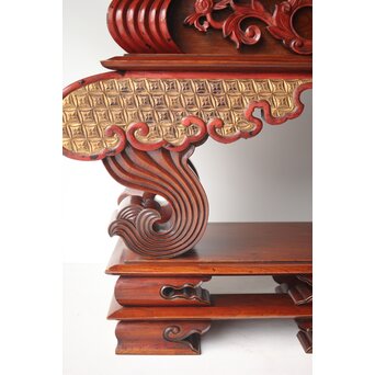 仏教美術 日蓮宗 幕末文化年号 総欅仏具前机　X304 