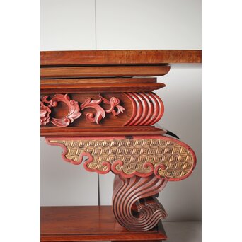 仏教美術 日蓮宗 幕末文化年号 総欅仏具前机　X304 