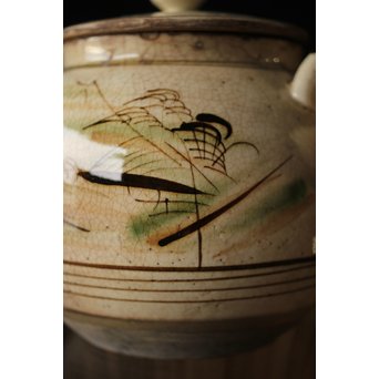 皆川マスか 益子焼 山水 土瓶 急須　P254 