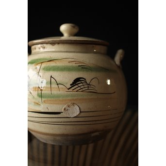 皆川マスか 益子焼 山水 土瓶 急須　P254 