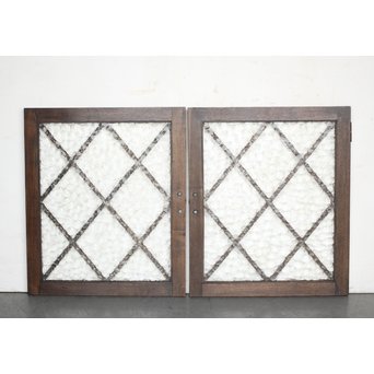 石目ガラスの菱形組子窓 2枚1組　GD0062 