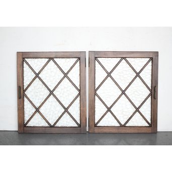 石目ガラスの菱形組子窓 2枚1組　GD0062