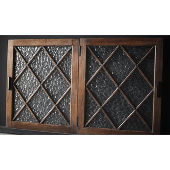 石目ガラスの菱形組子窓 2枚1組　GD0062 