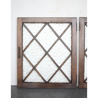 石目ガラスの菱形組子窓 2枚1組　GD0062 