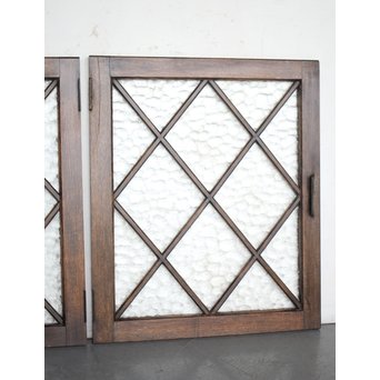 石目ガラスの菱形組子窓 2枚1組　GD0062 