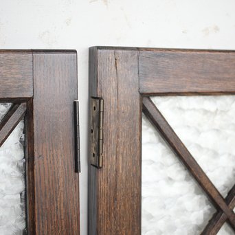 石目ガラスの菱形組子窓 2枚1組　GD0062 