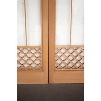 ガラス入 白木組子書院 4枚1組　R0111 