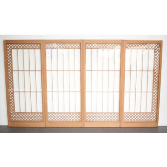 ガラス入 白木組子書院 4枚1組　R0111 