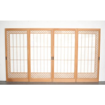 ガラス入 白木組子書院 4枚1組　R0111