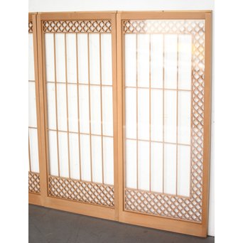 ガラス入 白木組子書院 4枚1組　R0111 