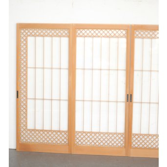 ガラス入 白木組子書院 4枚1組　R0111 