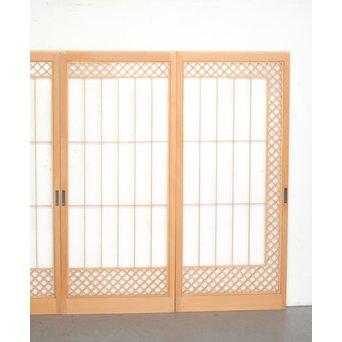 ガラス入 白木組子書院 4枚1組　R0111 