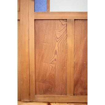 青色ガラスドア 框枠一式　GD0063Y 欅等の堅木の杢目が素敵です