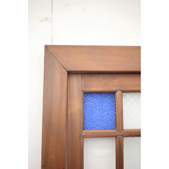 青色ガラスドア 框枠一式　GD0063Y 稀少な　青のダイアガラス