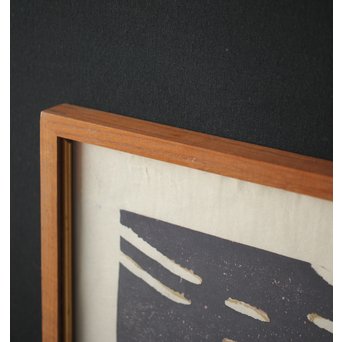 萩原英雄 三十六富士 石和早春 木版画 額装　Z255 