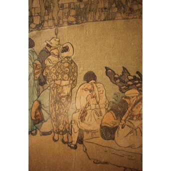 吉田博 鯉と亀 直筆サイン 木版画　Z257 