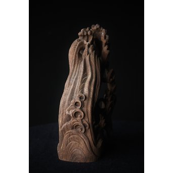 木鼻 玄武と波 寺院木彫　X307 