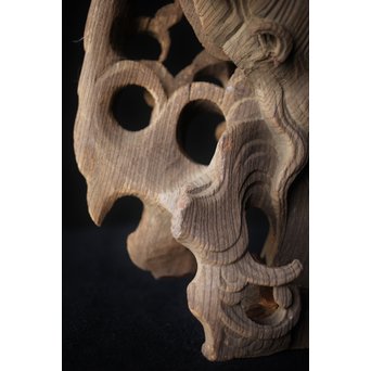 木鼻 玄武と波 寺院木彫　X307 