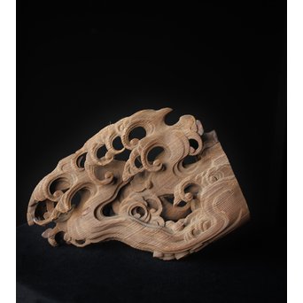 木鼻 玄武と波 寺院木彫　X307 