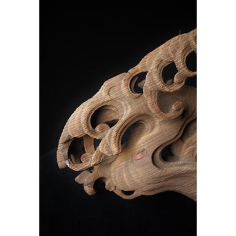 木鼻 玄武と波 寺院木彫　X307 