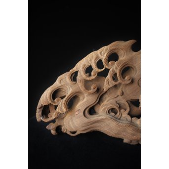 木鼻 玄武と波 寺院木彫　X307 