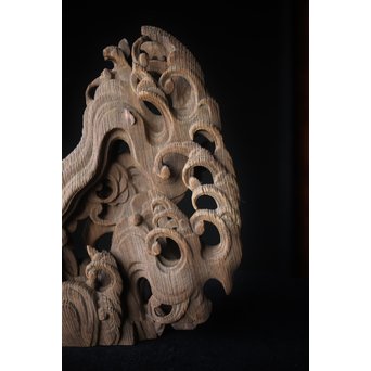 木鼻 玄武と波 寺院木彫　X307 