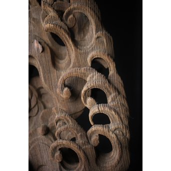 木鼻 玄武と波 寺院木彫　X307 