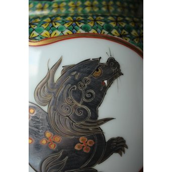 二代 上出喜山 獅子図小紋文様手炉　P258 