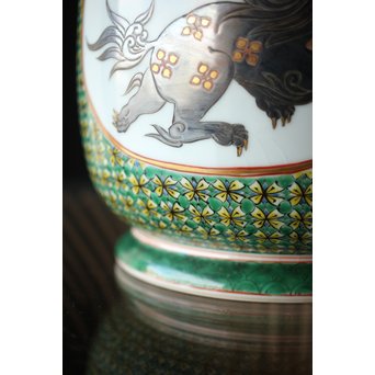 二代 上出喜山 獅子図小紋文様手炉　P258 