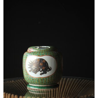 二代 上出喜山 獅子図小紋文様手炉　P258 