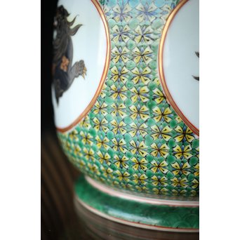 二代 上出喜山 獅子図小紋文様手炉　P258 