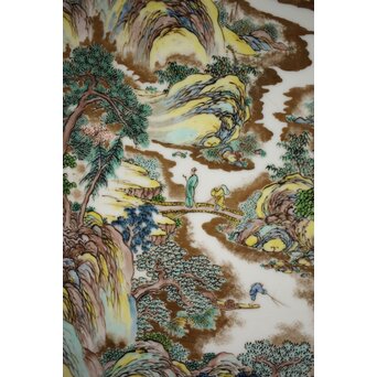 九谷 二代 上出喜山 山水楼閣図 大皿　P259 