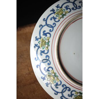 九谷 二代 上出喜山 山水楼閣図 大皿　P259 